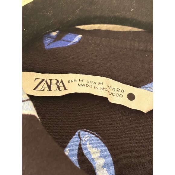 Zara Womens Button-Up Shirt With Blue Lip Print Pattern - Picture 6 of 9